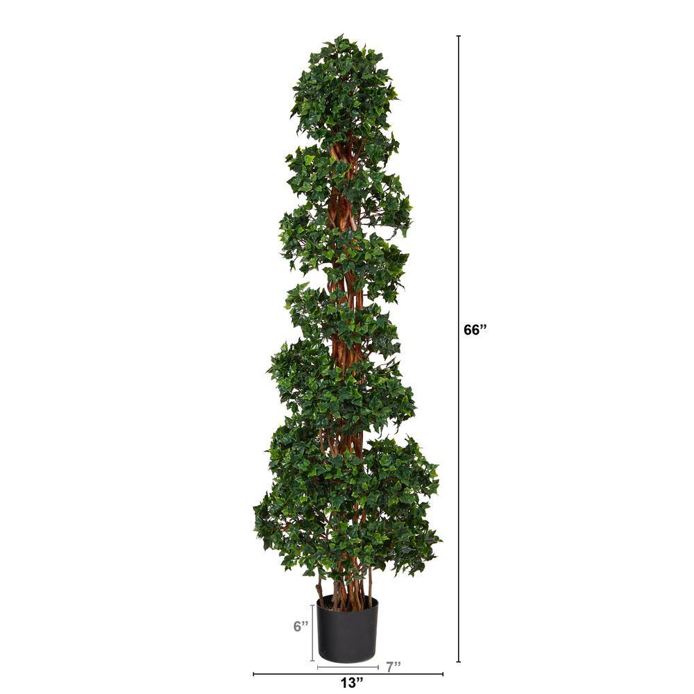 Nearly Natural 5.5ft. English Ivy Topiary Spiral Artificial Tree UV Resistant (Indoor/Outdoor)