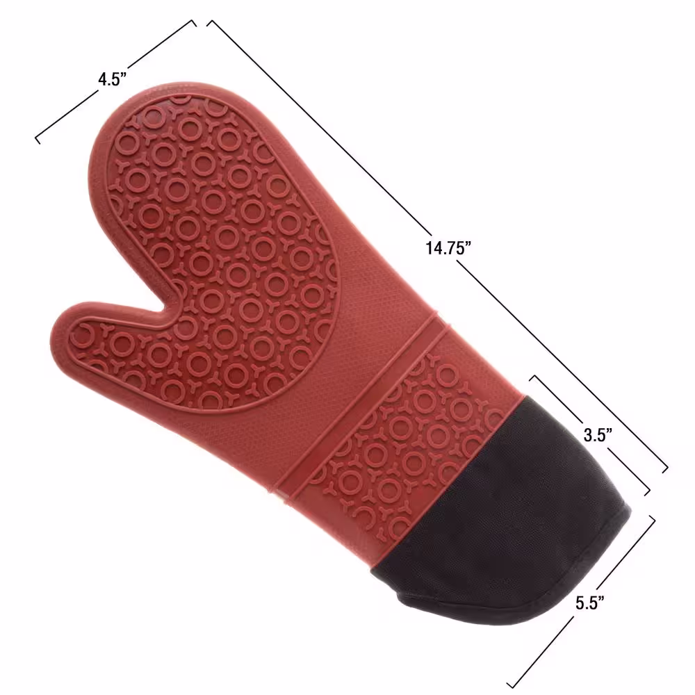 None Silicone Red Oven Mitts