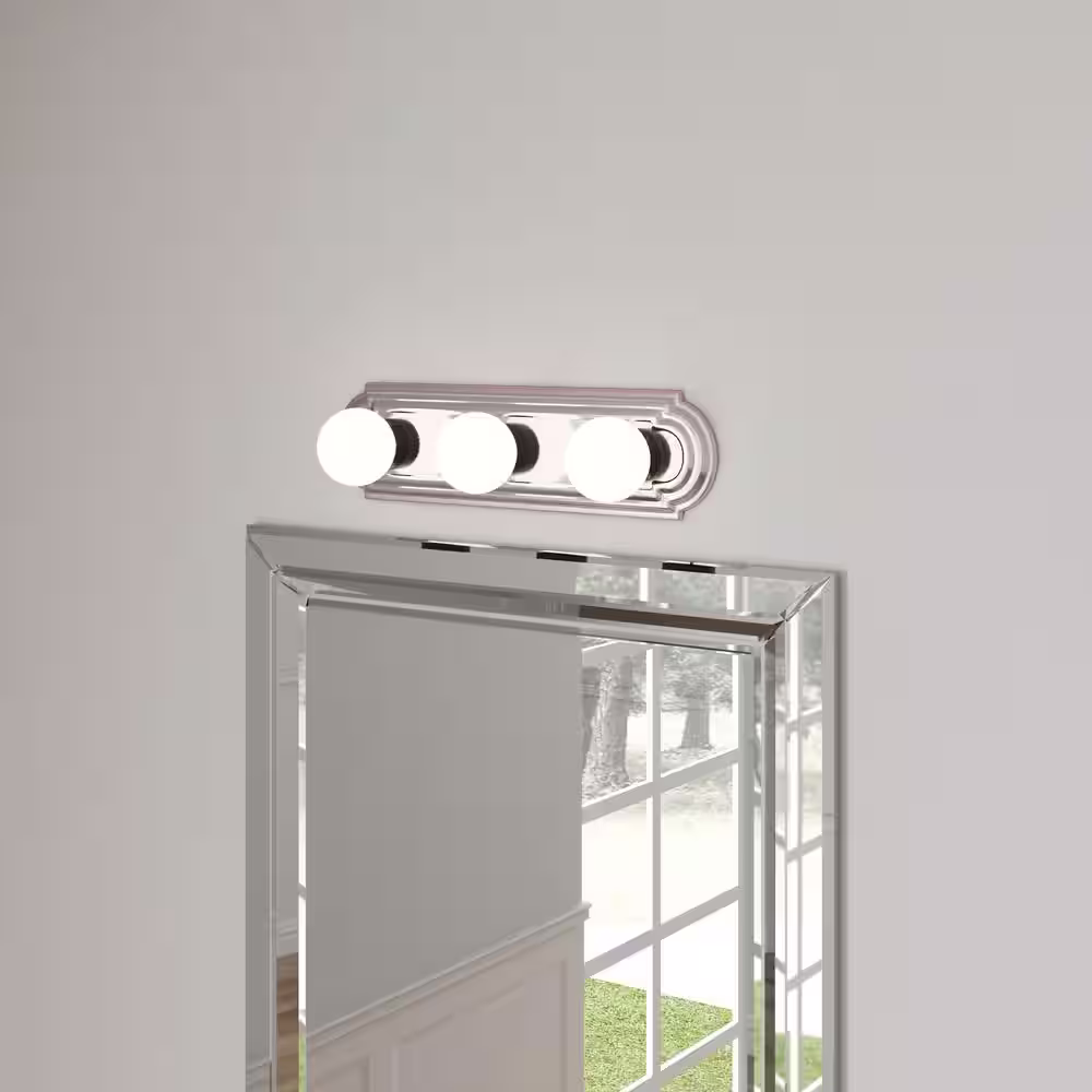 Hampton Bay Cordelia Lighting 18 in. 3-light Chrome Glam indoor vanity with Clear Glass Shades