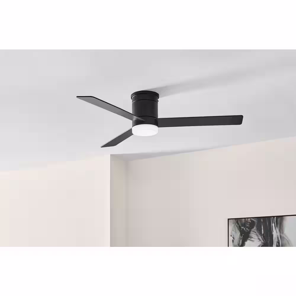 Hampton Bay Conjure 52 in. Integrated CCT LED Indoor Matte Black Ceiling Fan with Light and Remote Control Included