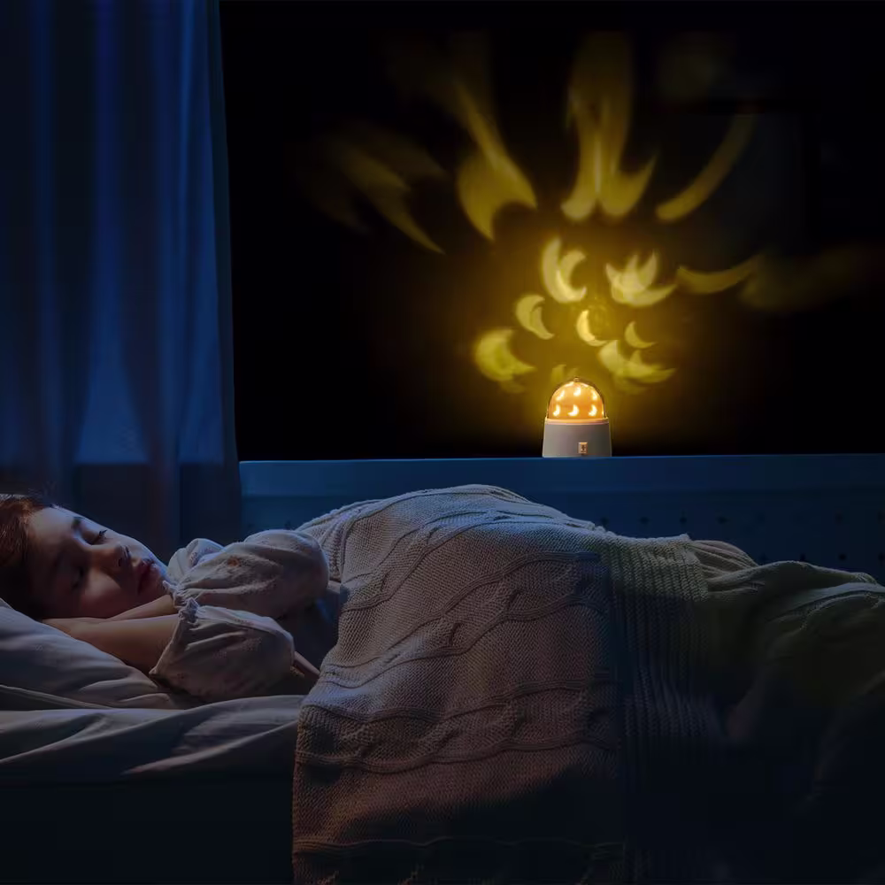 Globe Electric 1-Watt Rotating Star and Moon Projector LED Integrated Night Light, Battery Operated, 30 Min Timer (2-Pack)