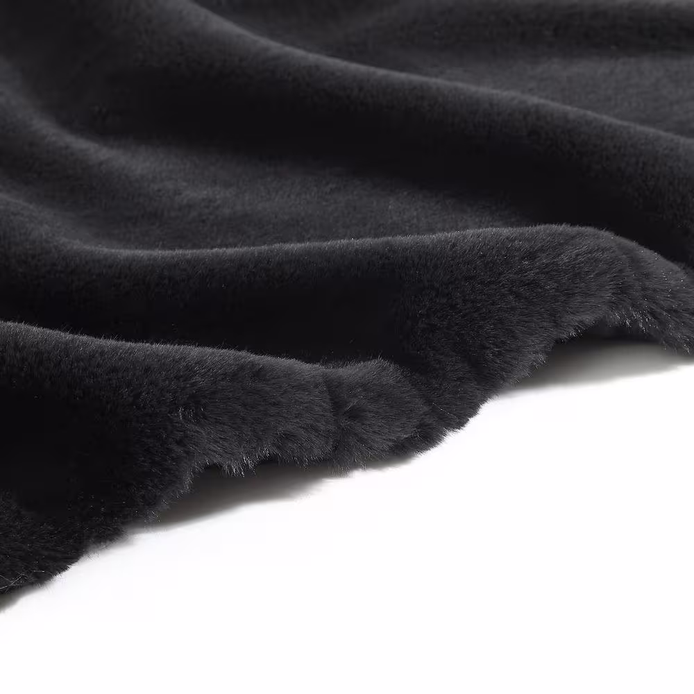 VERA WANG Lapin Black Microfiber 60 x 50 Throw Blanket