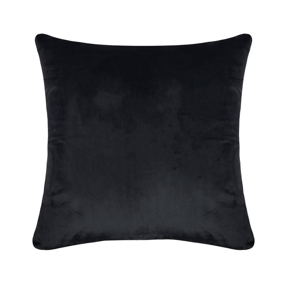 Edie@Home Black Throw Pillow Velvet Rocker Skeletons Decorative 18 in. x 18 in.