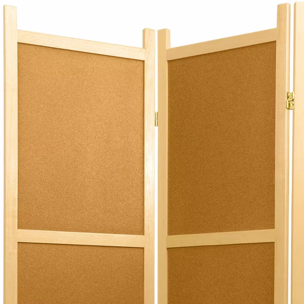 Oriental Furniture 6 ft. Natural 3-Panel Cork Board Room Divider