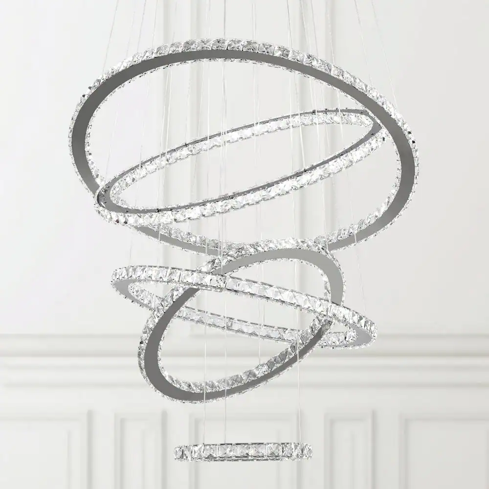 Maxax Jefferson 5-Light Clear/Chrome Unique Integrated LED Chandelier with Crystal Accents