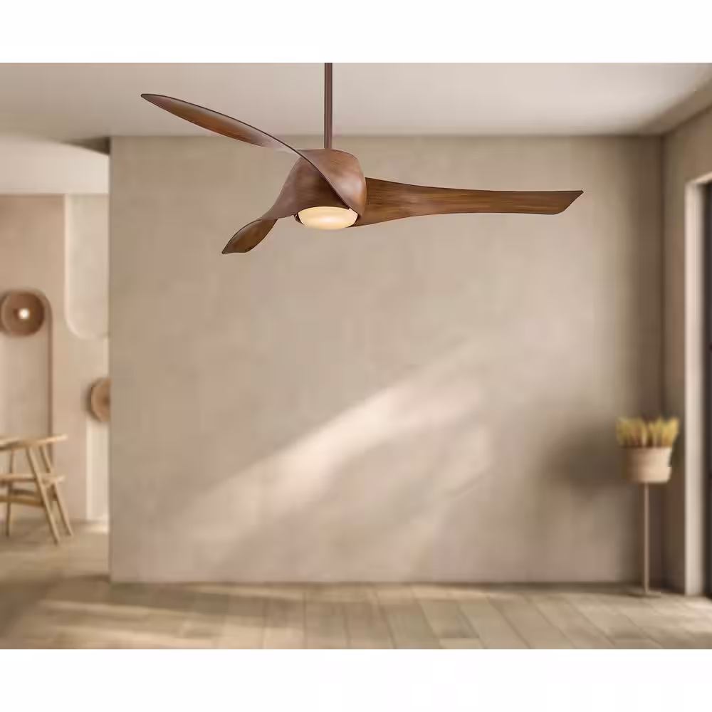 MINKA-AIRE Artemis 58 in. Integrated LED Indoor Distressed Koa Ceiling Smart Fan with Light and Remote Control
