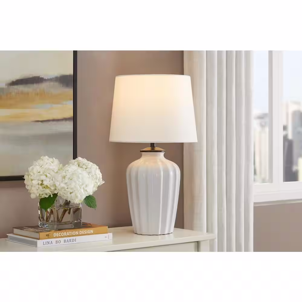 Hampton Bay Gianna 23.25 in. White Accent Lamp