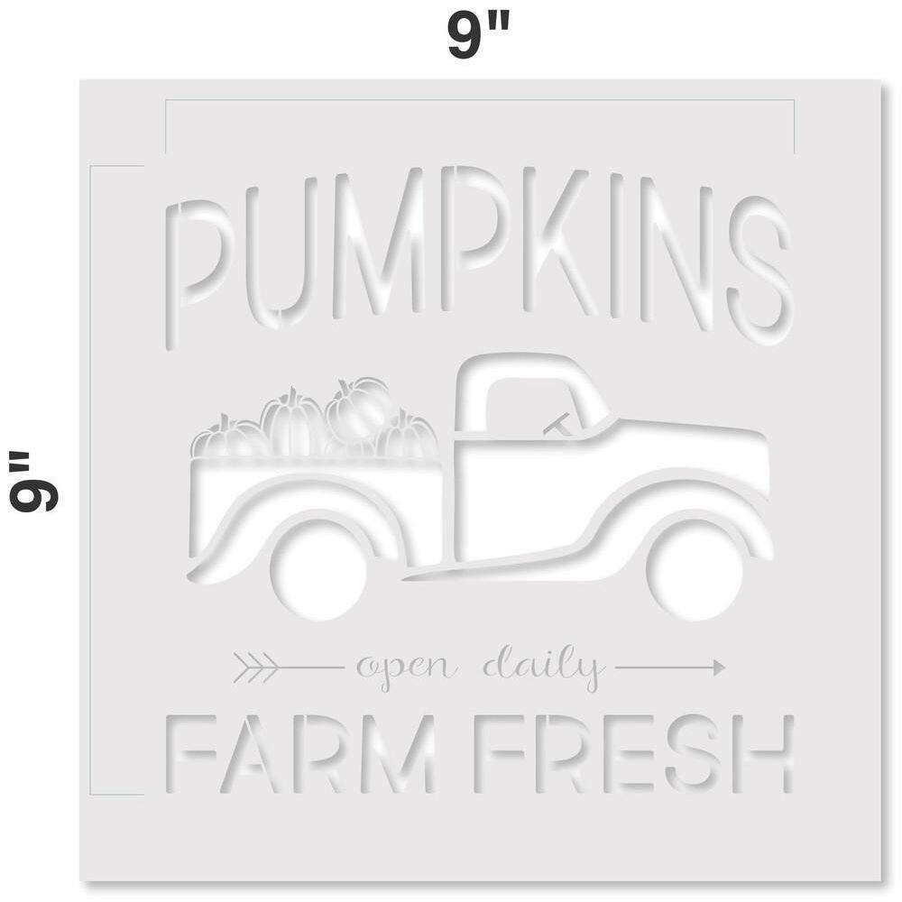 Designer Stencils Farm Fresh Pumpkins Vintage Truck Stencil and Free Bonus Stencil