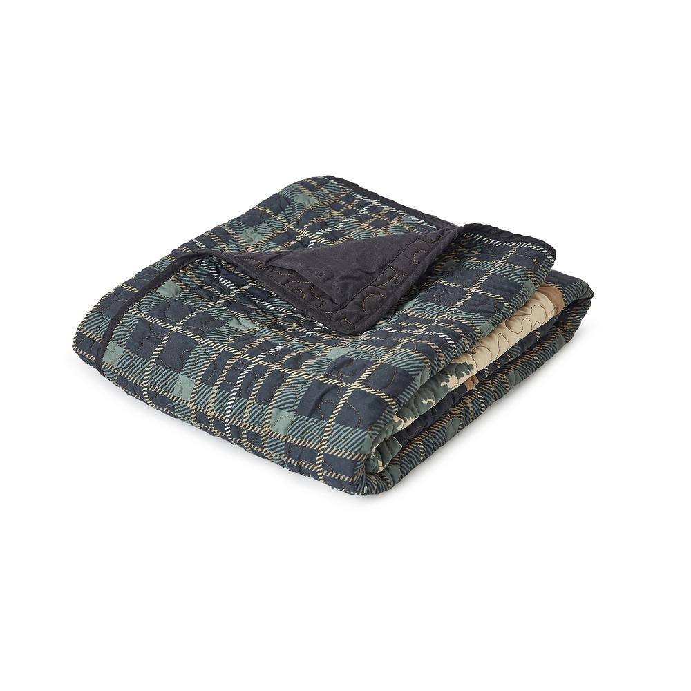 DONNA SHARP Bear Walk Plaid Green Microfiber Throw