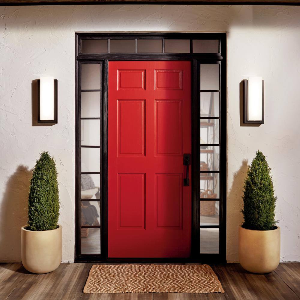 KICHLER Dahlia 19 in. Single 2-Light Architectural Bronze Outdoor Hardwired Wall Lantern Sconce with Integrated LED (1-Pack)