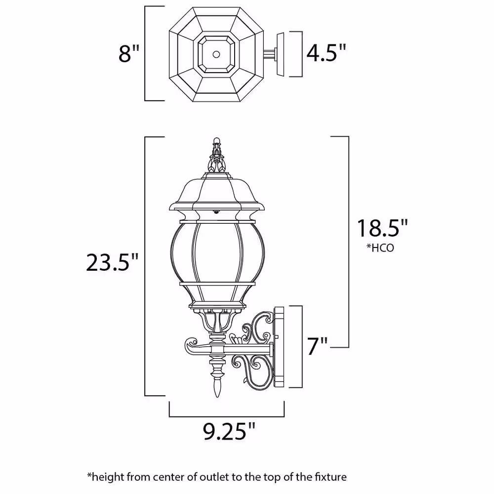 Maxim Lighting Crown Hill 3-Light Black Outdoor Wall Lantern Sconce