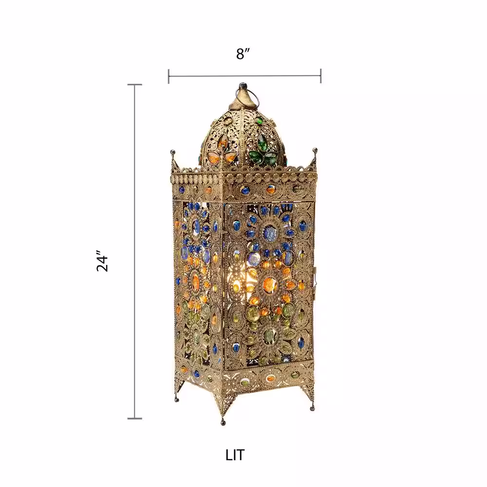 River of Goods Chennai 24 in. Gold Indoor Jeweled Table Lamp