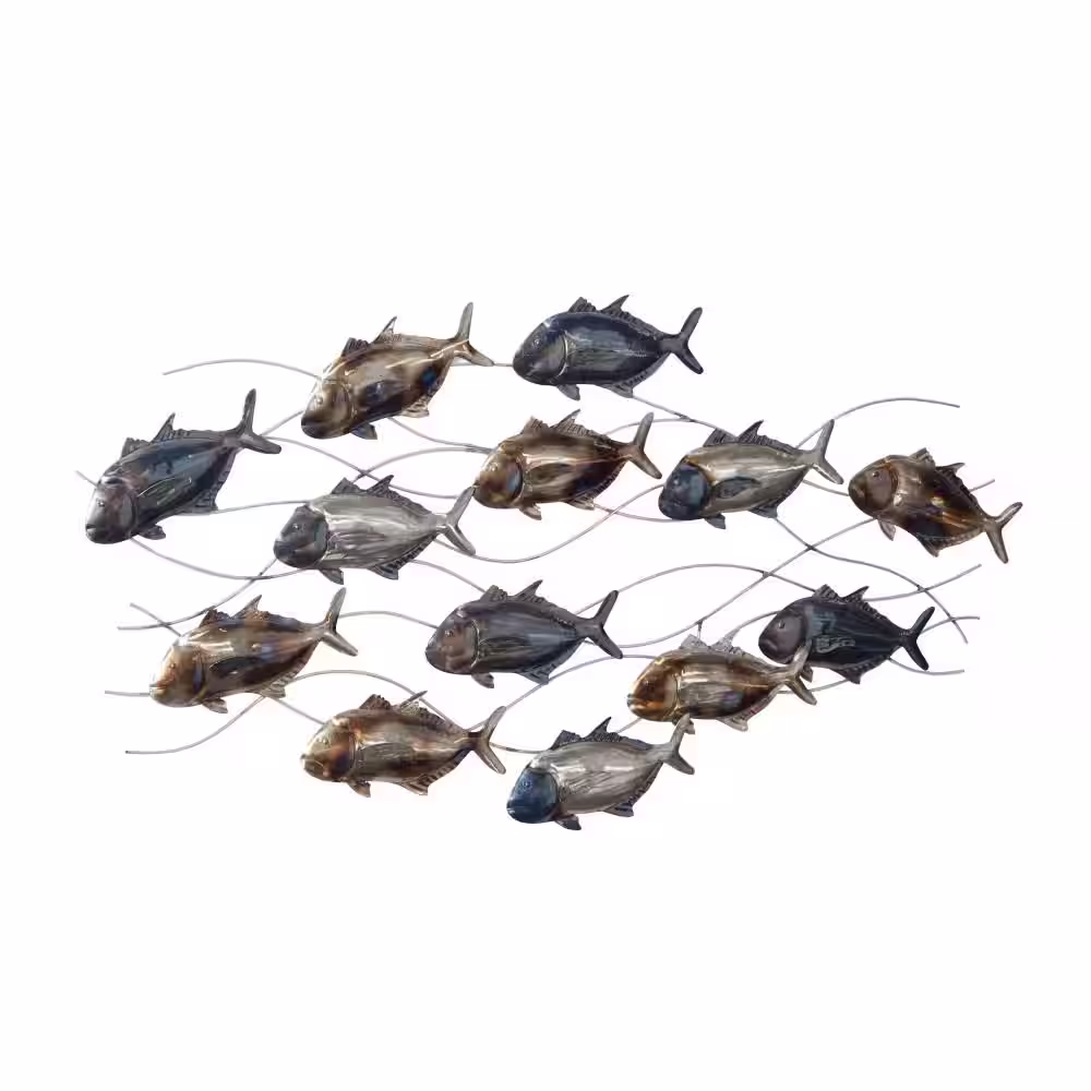 Litton Lane Metal Multi Colored Indoor Outdoor Fish Wall Decor