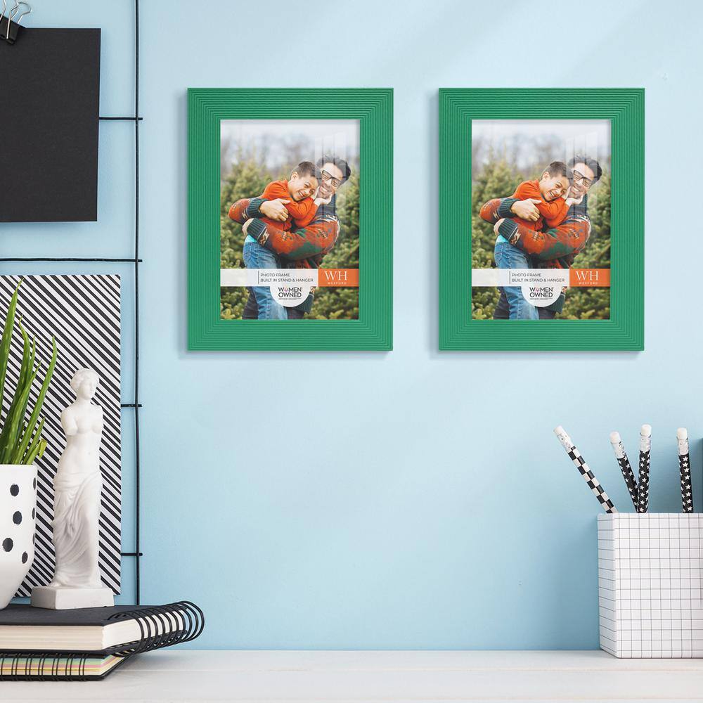 None Grooved 3.5 in. x 5 in. Green Picture Frame (Set of 2)