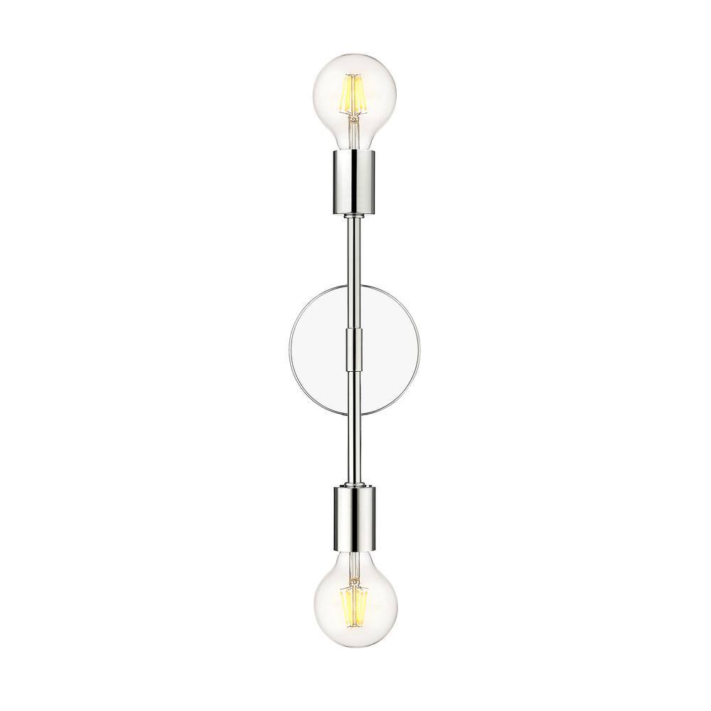 None Modernist 5 in. 2-Light Chrome Wall Sconce