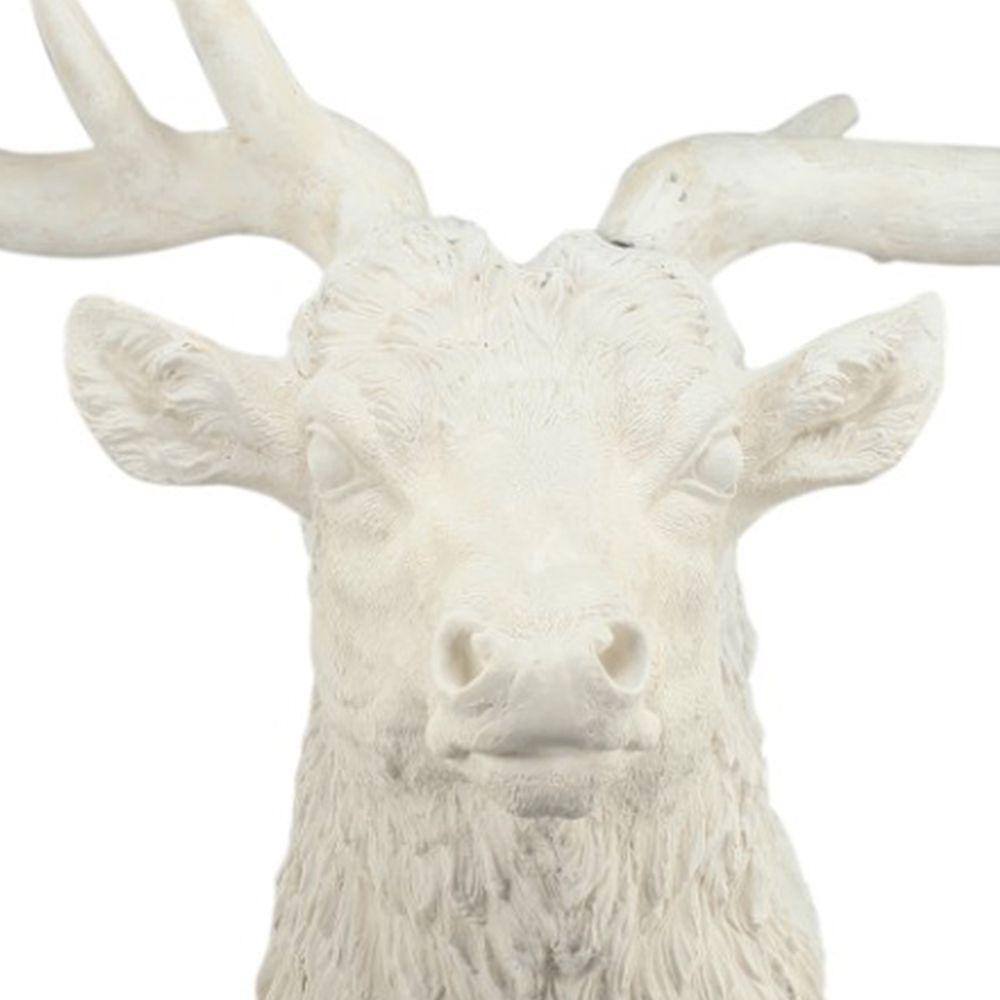 Benjara Magnesia White Deer Head Wall Accent