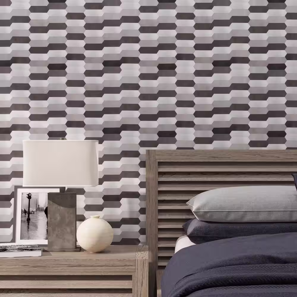 AVANT DECOR Aurora Black and Silver Aluminum Honeycomb 12 in. x 11.8 in. Metal Peel and Stick Tile (7.87 sq. ft./8-Pack)