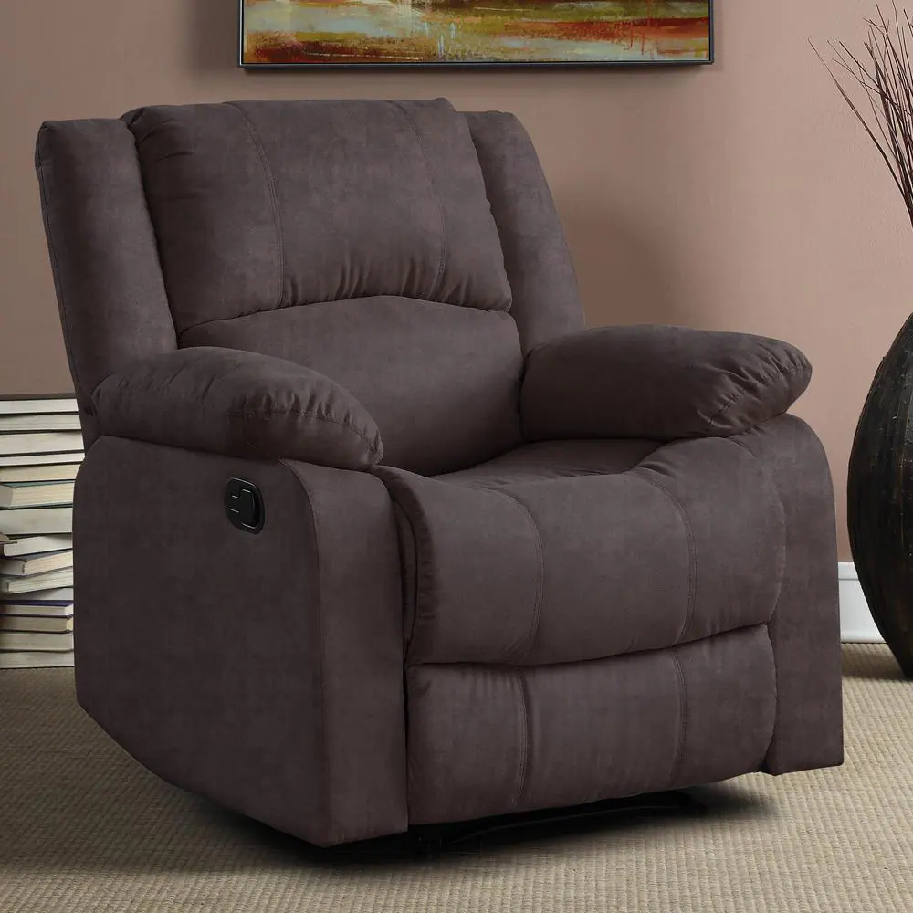Relax A Lounger Preston 36 in. Width Big and Tall Chocolate Microfiber 1 Position Recliner