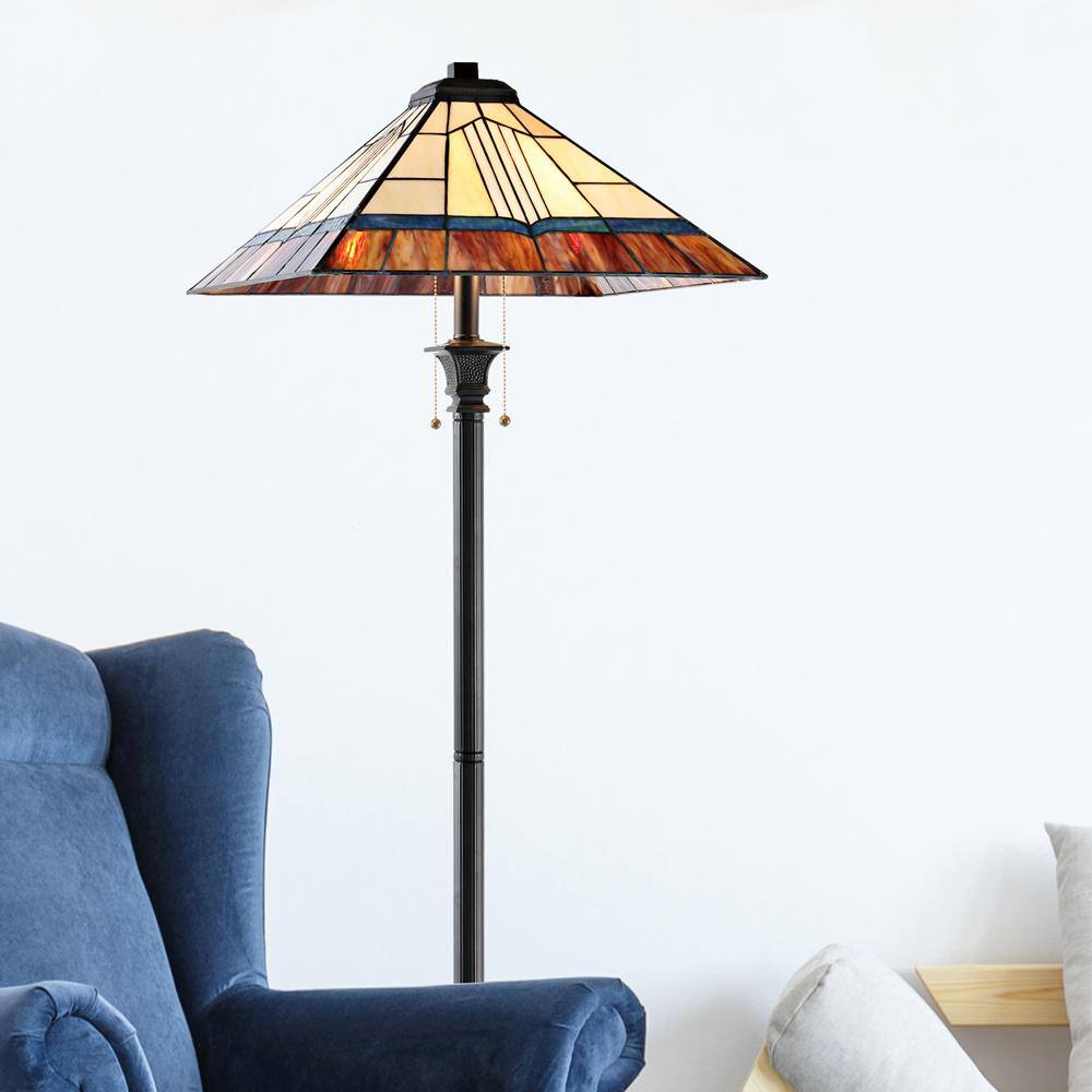 Dale Tiffany Novella 62 in. Tiffany Bronze Metal Floor/Torchiere Lamp