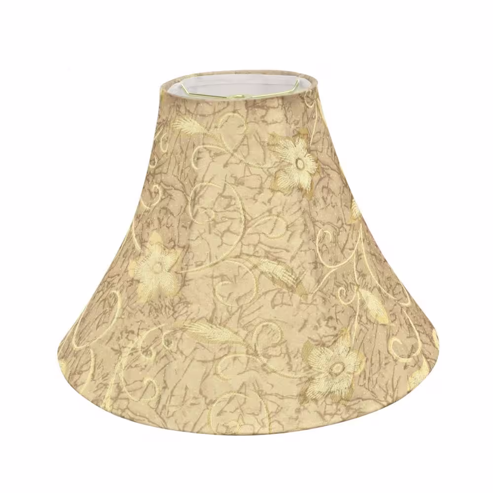 Aspen Creative Corporation 16 in. x 12 in. Brown and Floral Pattern Bell Lamp Shade