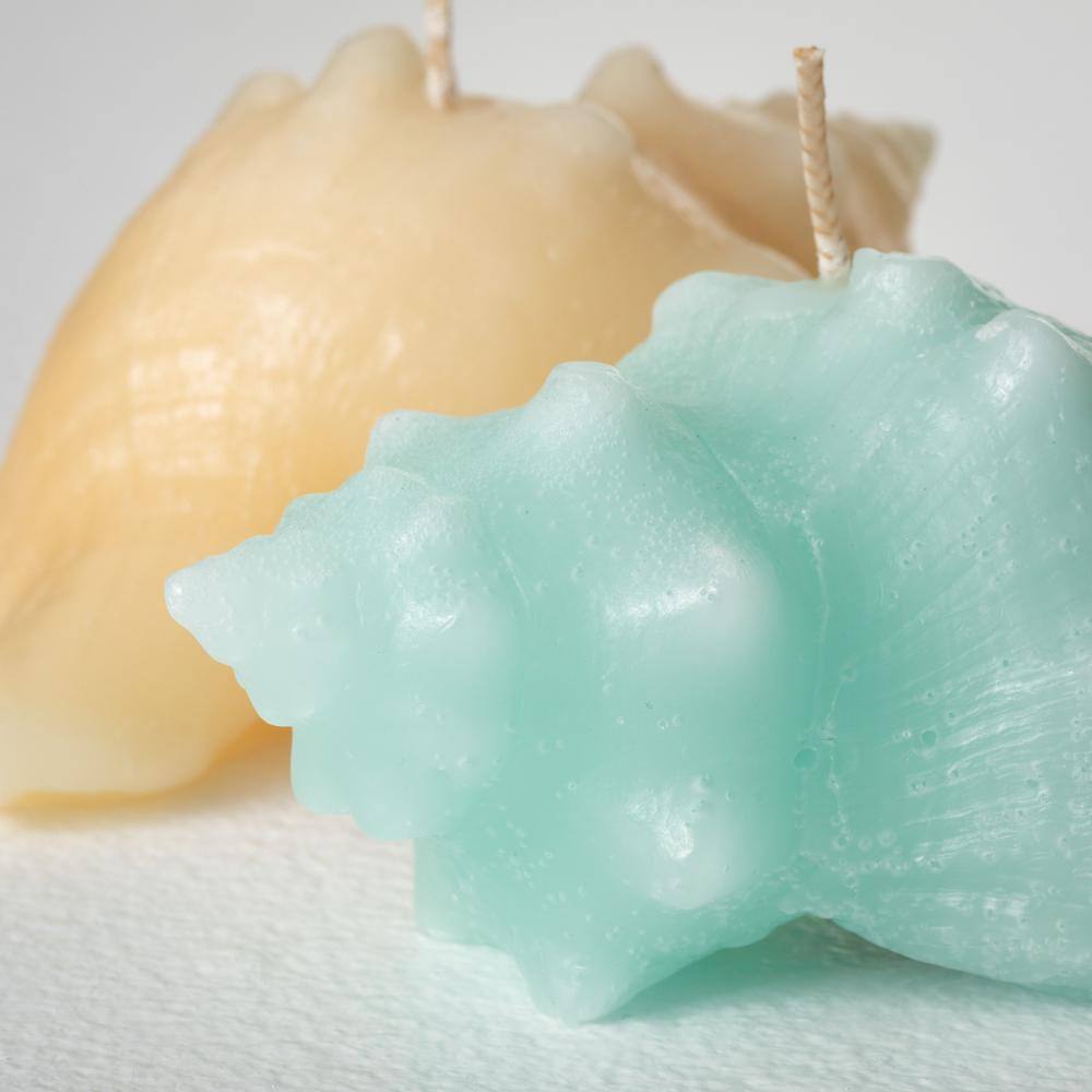 Vance Kitira Conch Shell Decorative Candle  (Set of 2) Multicolored