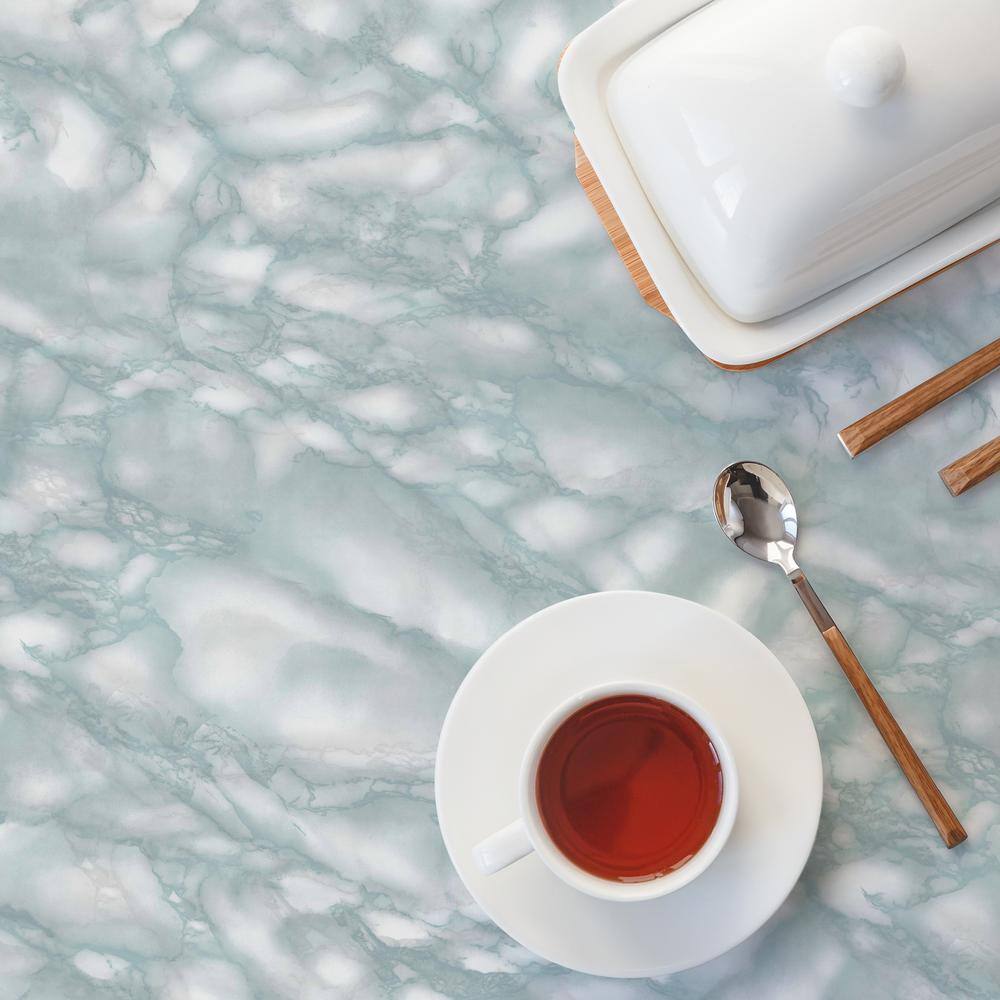 WallPops Light Blue Marble Faux Materials Adhesive Film (Set of 2)