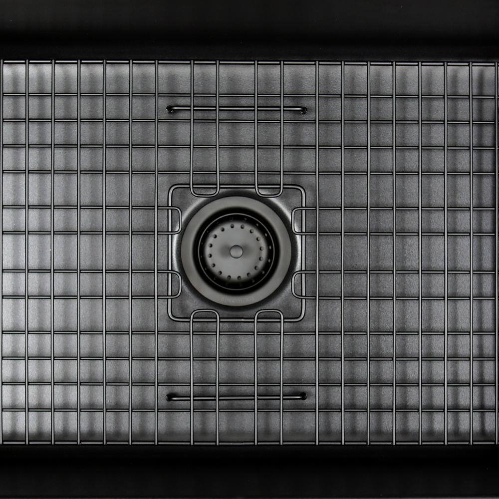 SINKOLOGY SinkSense Alder 27.5 in. x 14 in. Powder Coated Stainless Steel Kitchen Sink Bottom Grid in Matte Black