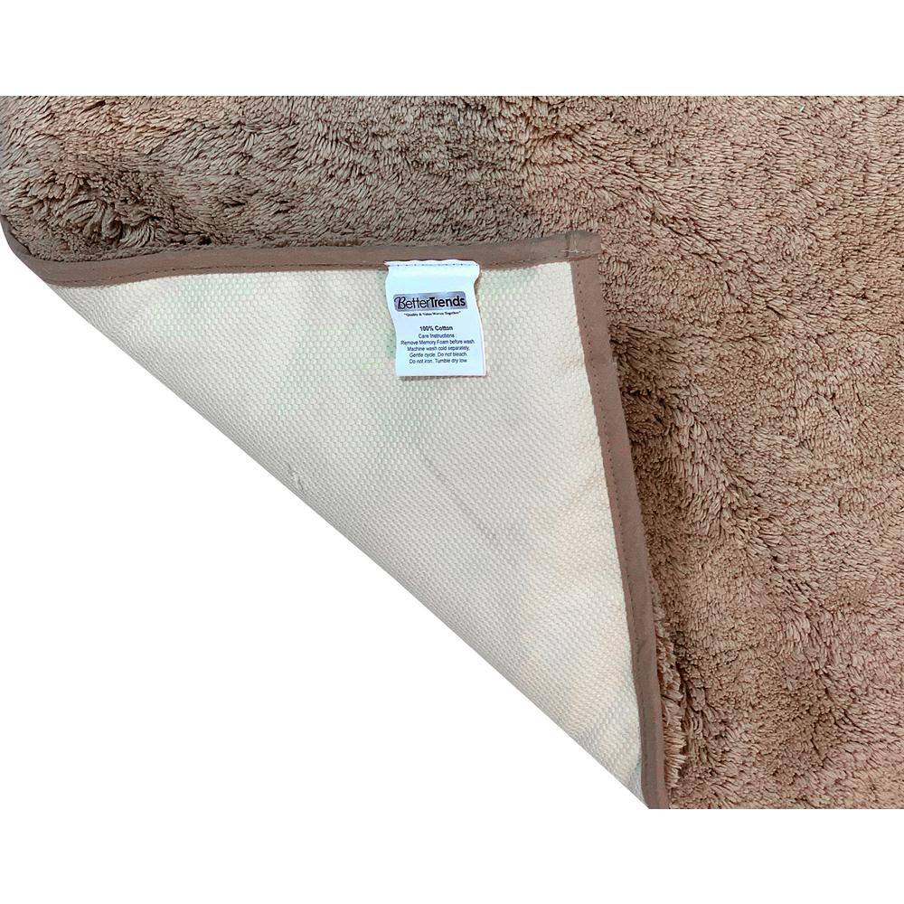 Better Trends Memory Foam Collection Beige 100% Cotton Solid Pattern 18