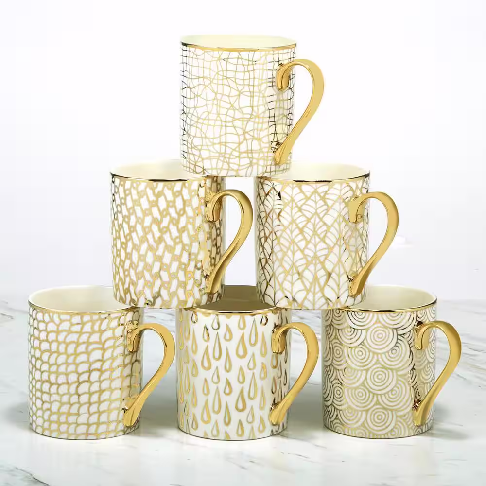 Certified International Tiger 6-Piece Patterned Multi-Colored Porcelain 14 oz. Mug Set (Service for 6)