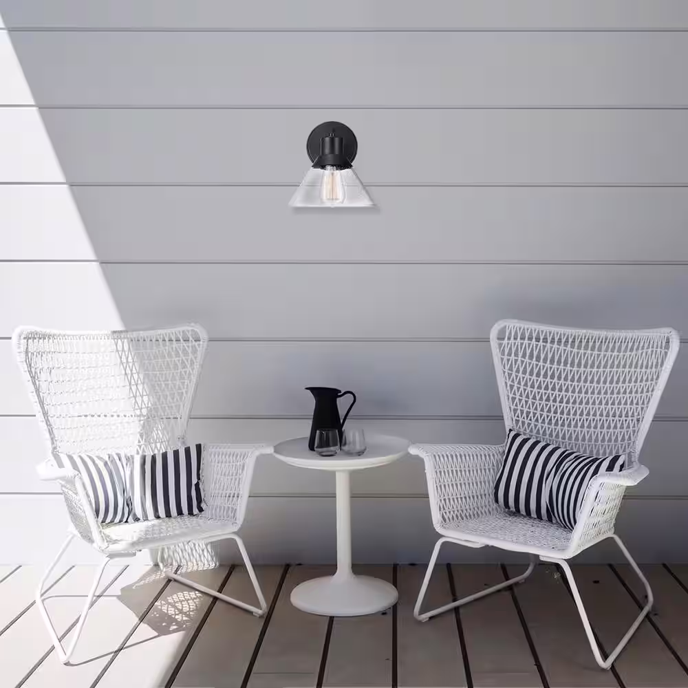 Globe Electric Bolton 1-Light Matte Black Outdoor Indoor Wall Sconce