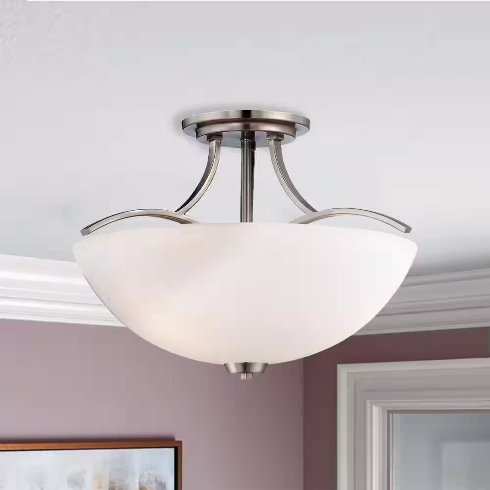 Minka Lavery Overland Park 16.5 in. 3-Light Brushed Nickel Semi-Flush Mount Light