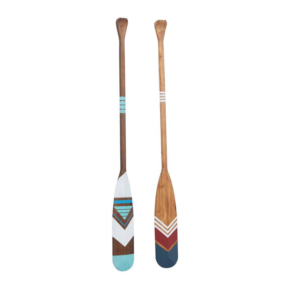 Litton Lane Wood Multi Colored Novelty Canoe Oar Paddle Wall Decor with Arrow and Stripe Patterns (Set of 2)