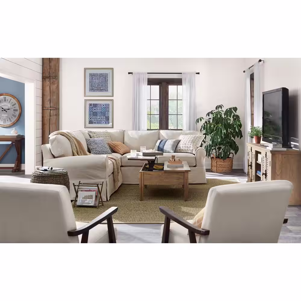 HOUSEHOLD ESSENTIALS 18.5 in x 20 in. Water Hyacinth Soft Basket with Braided Handles