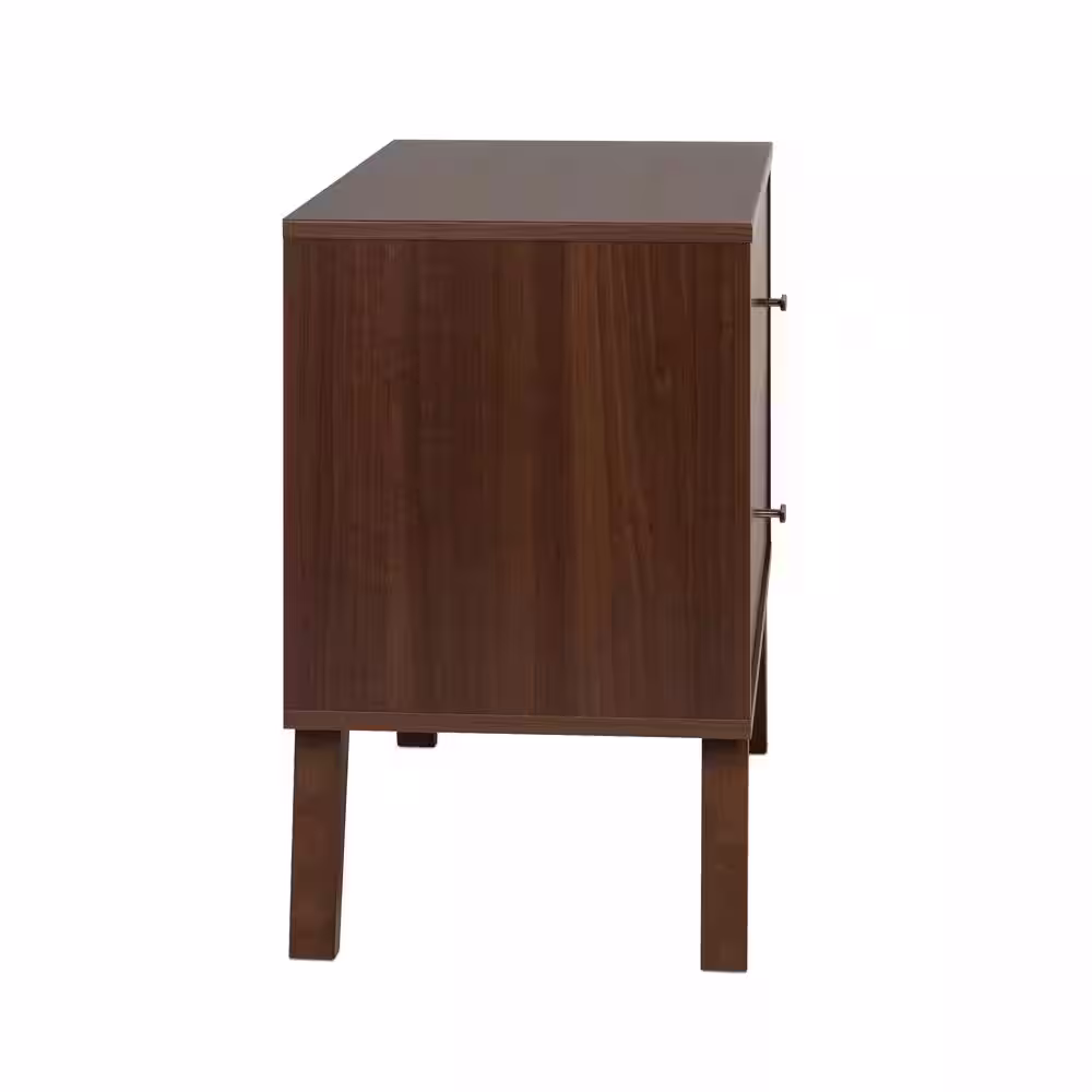None Milo Mid Century Modern 2-Drawer Cherry Nightstand 25 in H x 24.75 in. W x 16 in. D