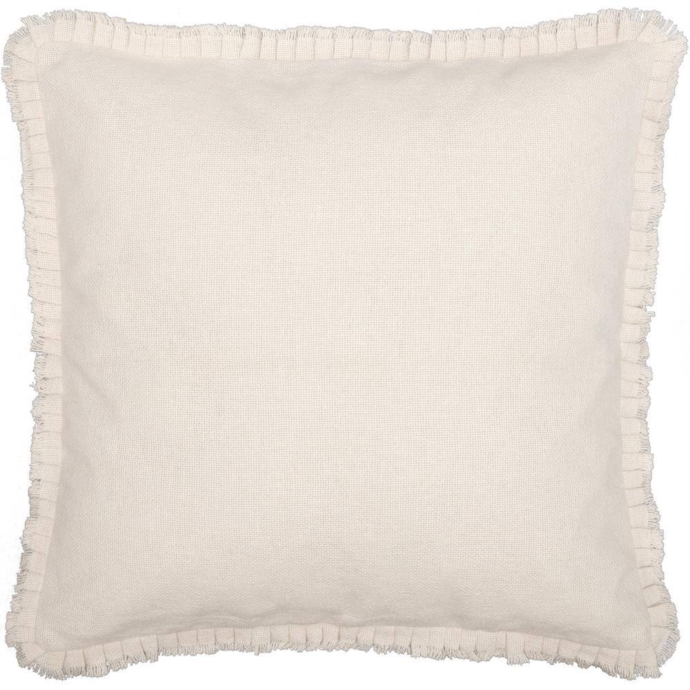 VHC BRANDS Burlap Antique White Farmhouse Fringed Ruffle Cotton Euro Sham