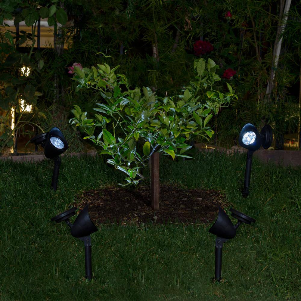 Alpine Corporation 15 in. Tall Outdoor Solar Powered Black LED Path Light Stakes (Set of 4)