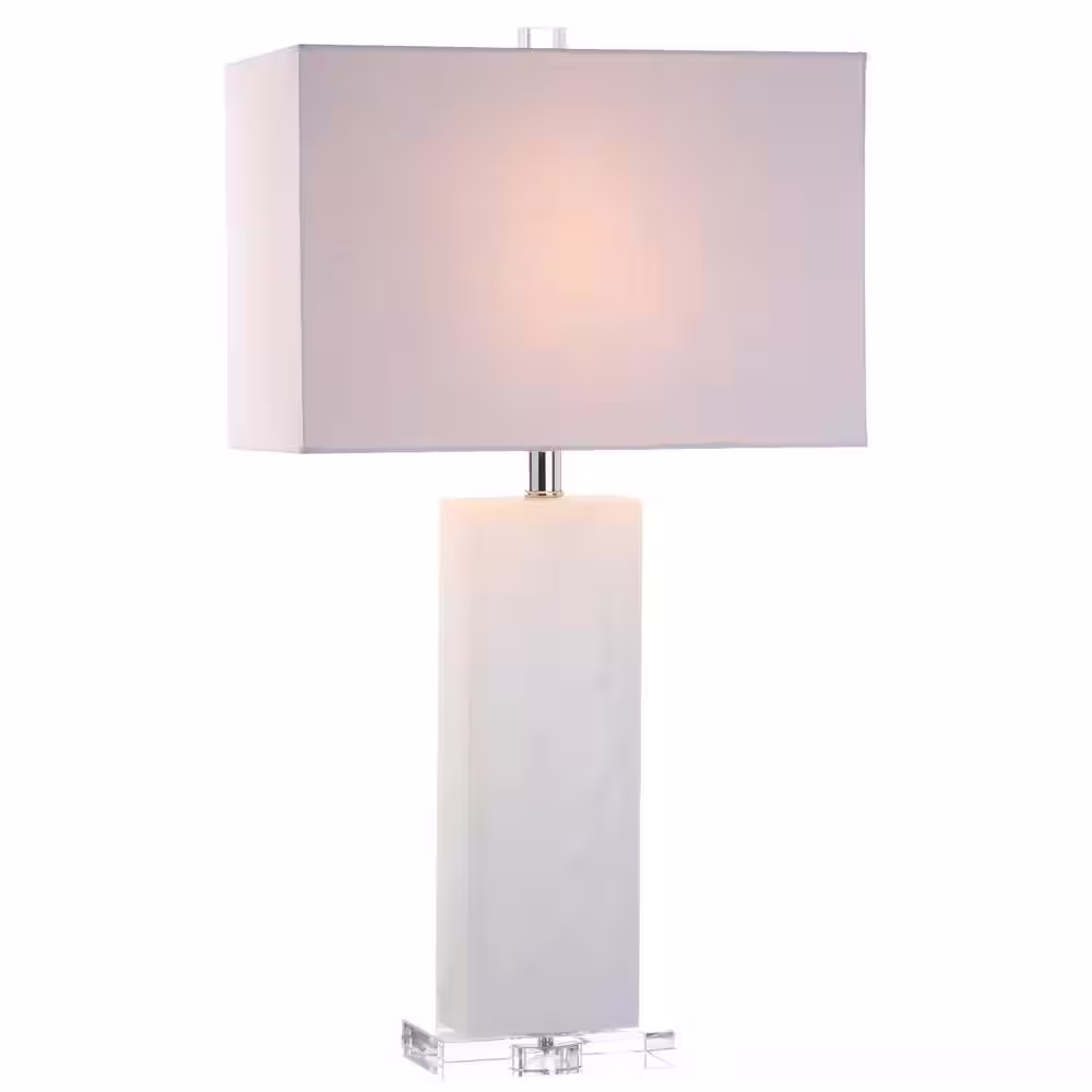 JONATHAN Y Tiggie 27 in. H White Alabaster Table Lamp