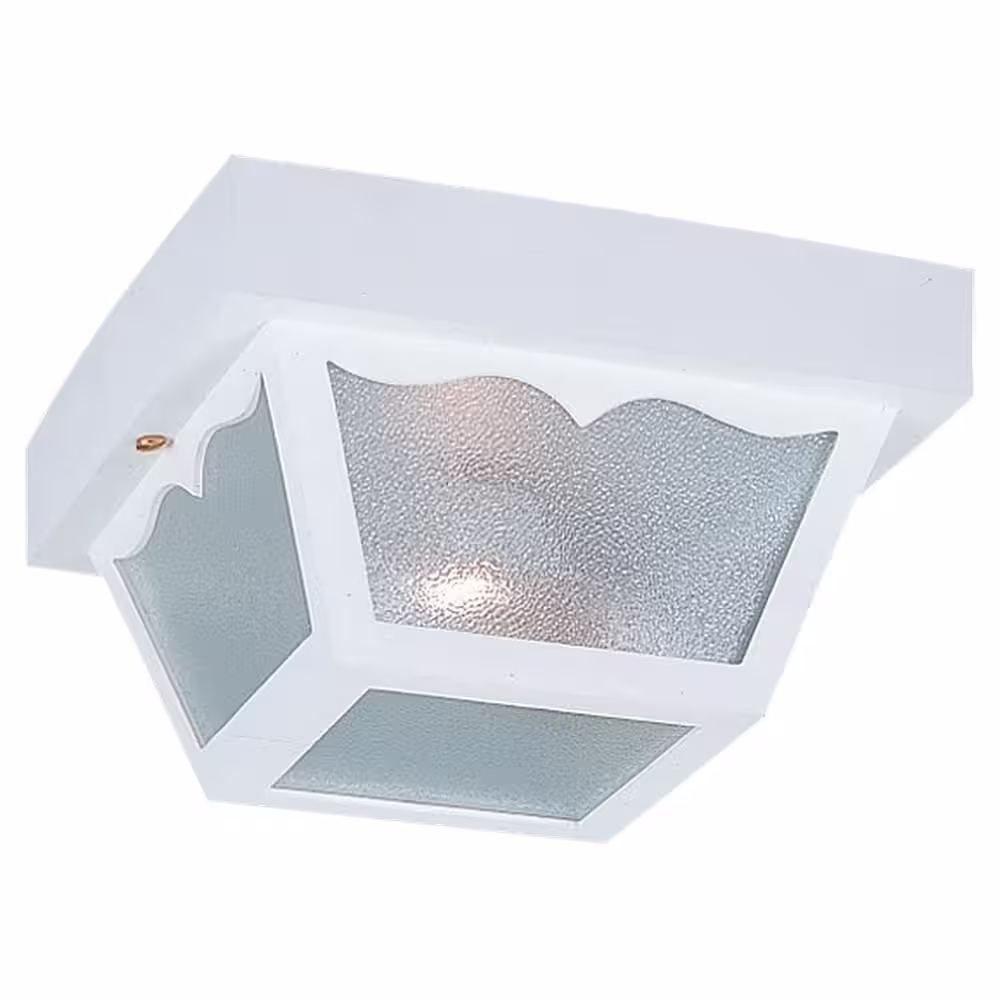 Generation Lighting 10.25 in. W. 2-Light White Outdoor Ceiling Fixture