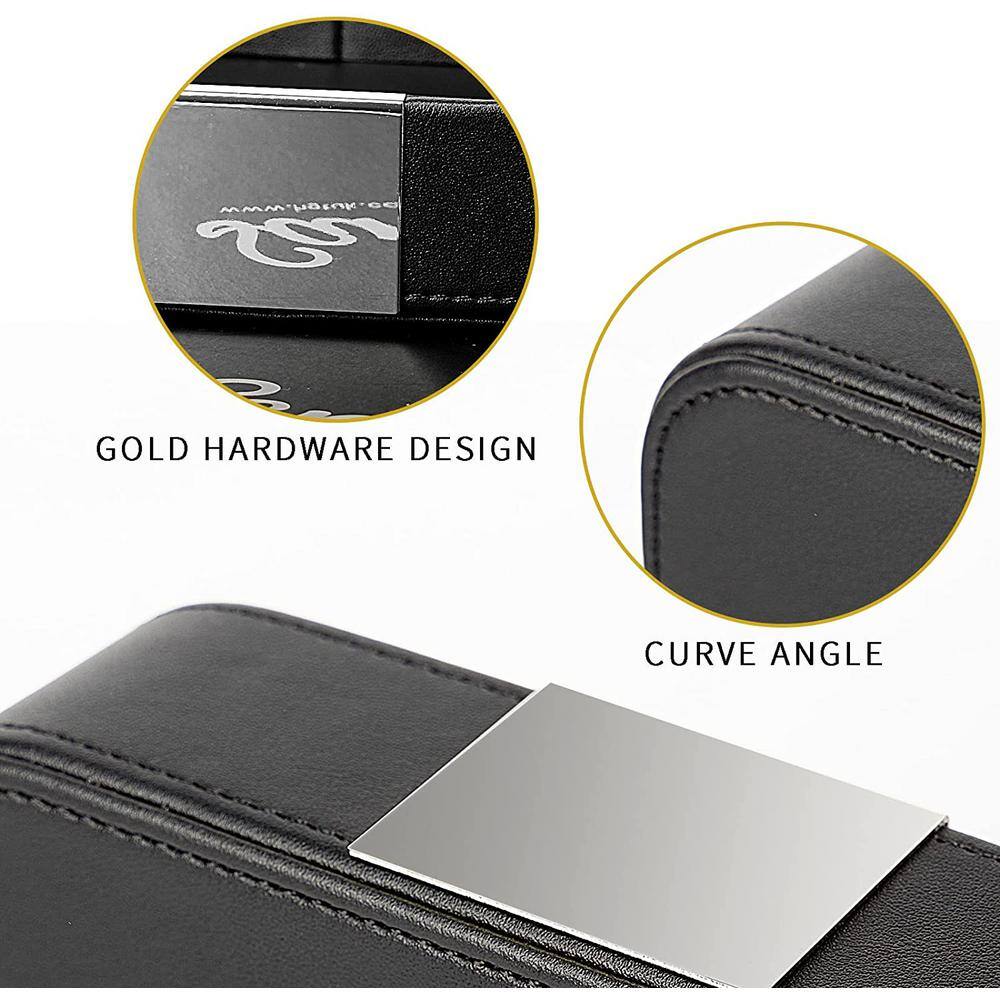 None 5.7 in. D x 8.4 in. W Black Faux Leather Desktop Storage Catchall Organizer Decorative Tray