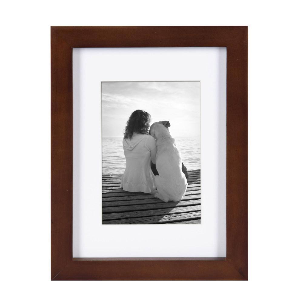 DesignOvation Gallery 5 in. x 7 in. Matted to 3.5 in. x 5 in. Walnut Brown Picture Frame (Set of 4)