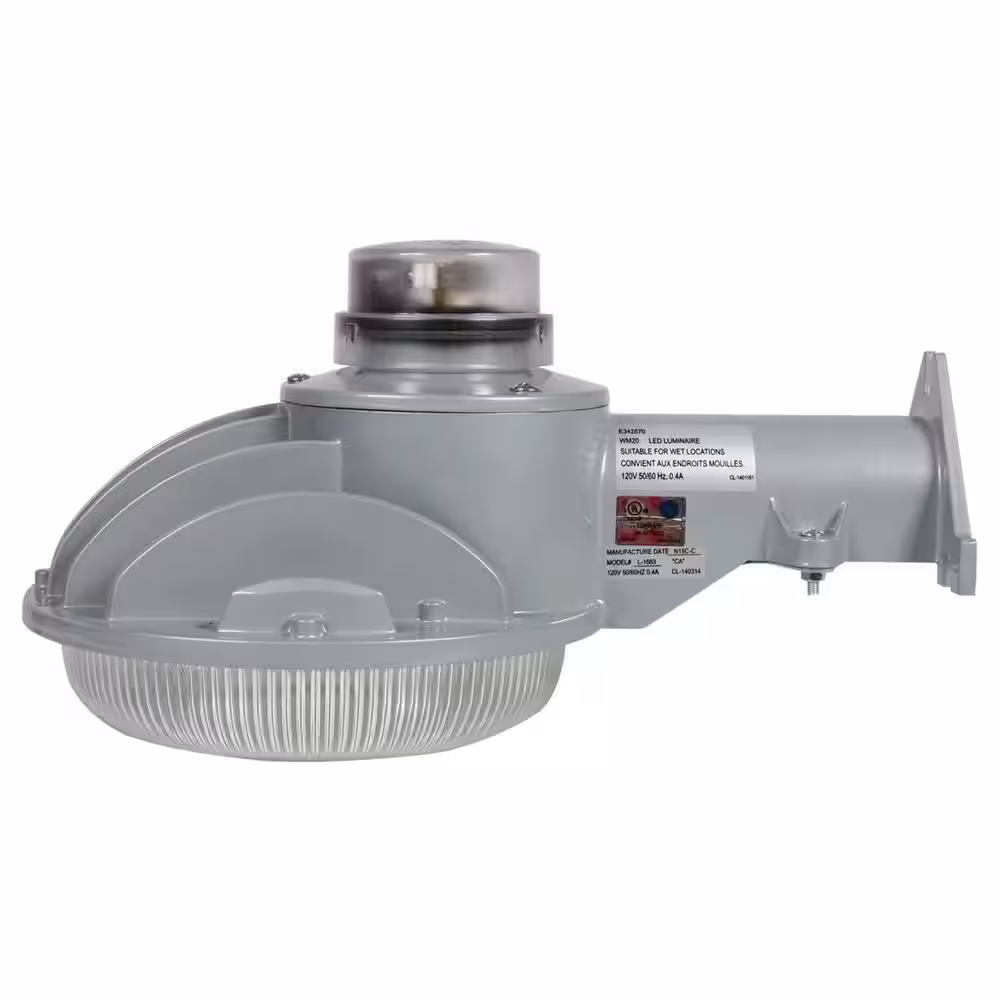 Southwire 40-Watt Grey Outdoor Integrated LED Dusk to Dawn Area Light with Acrylic Prismatic Refractor