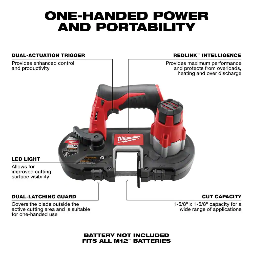 Milwaukee M12 12V Lithium-Ion Cordless Sub-Compact Band Saw (Tool-Only)