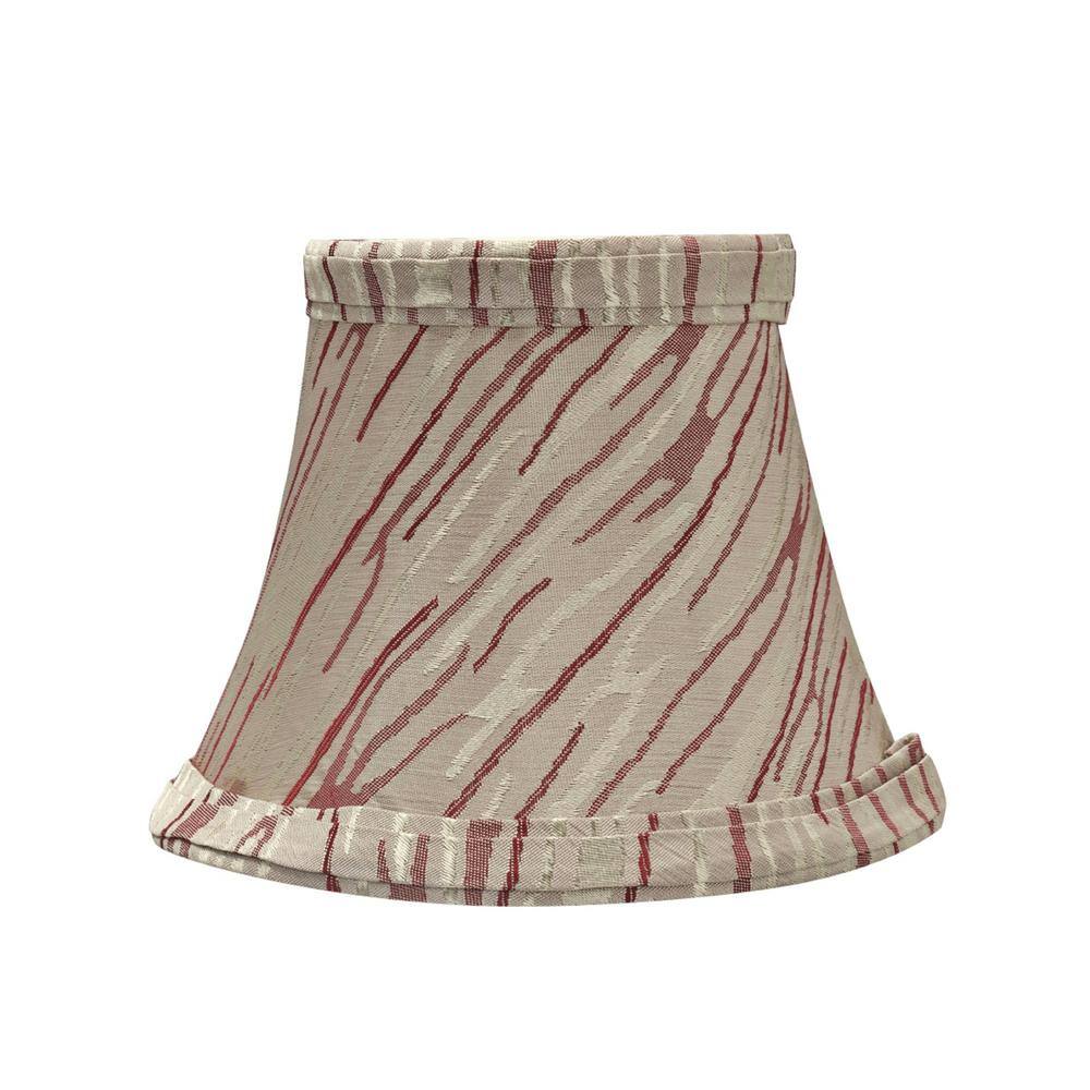 Aspen Creative Corporation 5 in. x 4 in. Off White and Red Stripe Bell Lamp Shade (5-Pack)