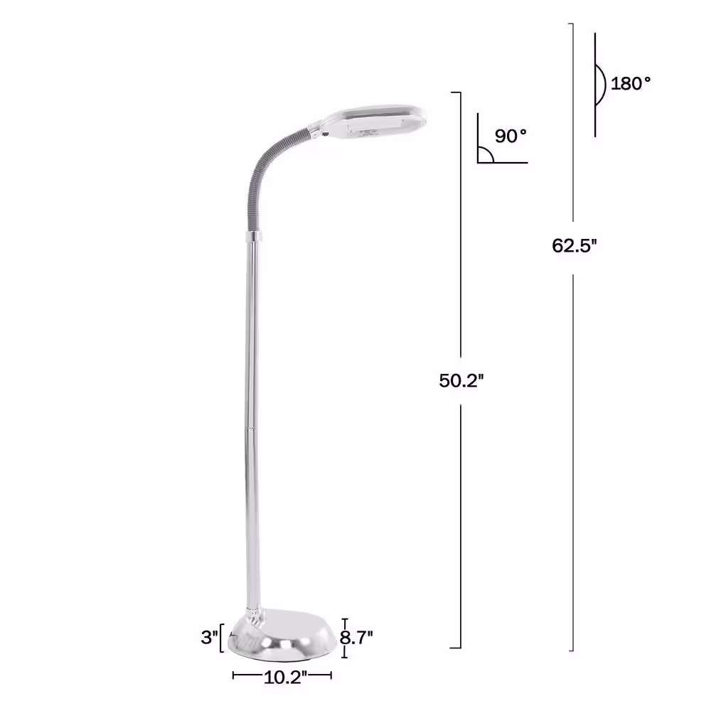 None 60 in. Silver Indoor Sunlight Floor Lamp