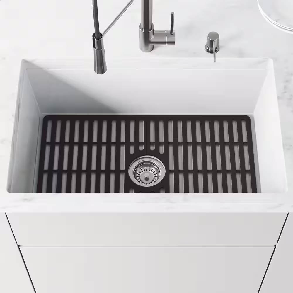 VIGO 26 in. Silicone Kitchen Sink Protective Bottom Grid For Single Basin Sink in Matte Black