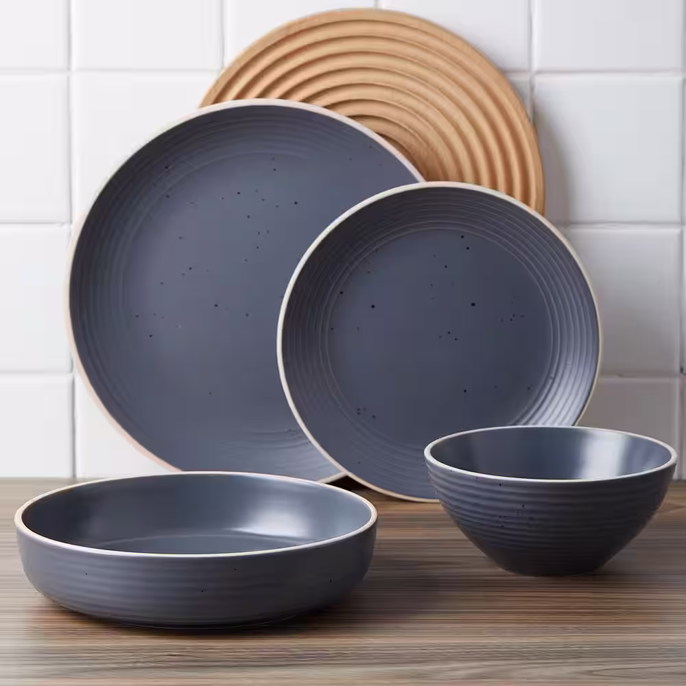 STONE LAIN Stone Lain Lauren 16-Piece Dinnerware Set Stoneware, Service For 4, Charcoal