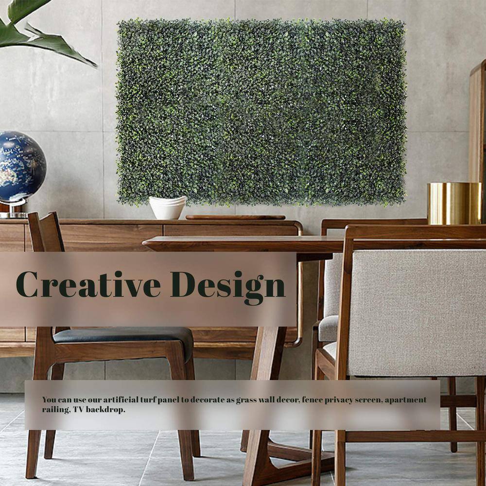 None 20 in. x 20 in. 12-Pcs Artificial Boxwood Hedge Grass Wall Panel Plant Backdrop Outdoor Balcony Privacy Screen