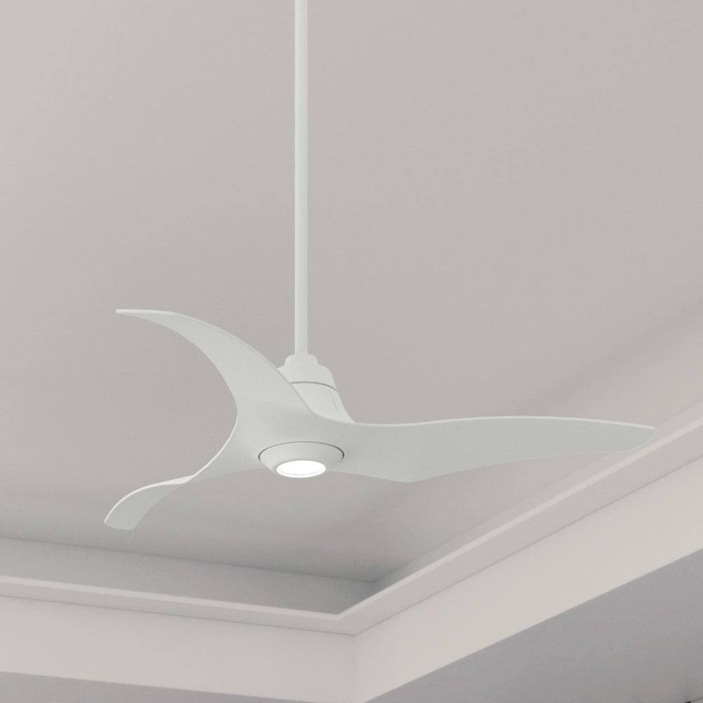 Hunter Arwen 60 in. Integrated LED Indoor Porcelain White Ceiling Fan with Light Kit and Remote Included
