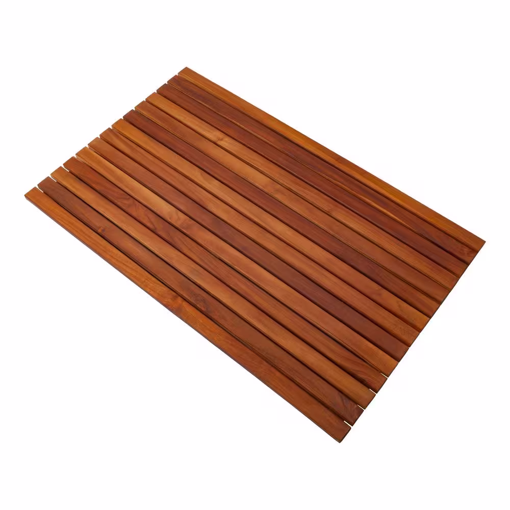 None Oiled Brown Teak Indoor and Outdoor Shower/Bath Mat 31.4 in. x 19.6 in.