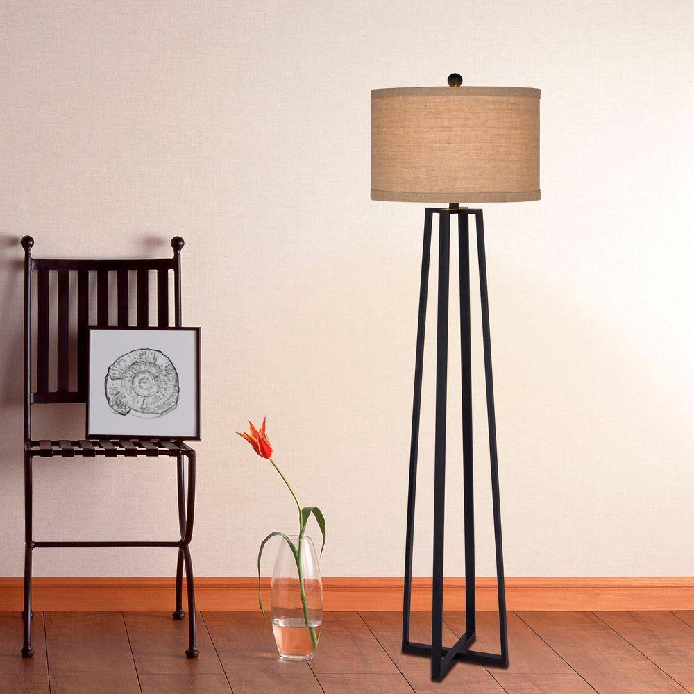 Fangio Lighting 62 in. Black Molded Metal Floor Lamp